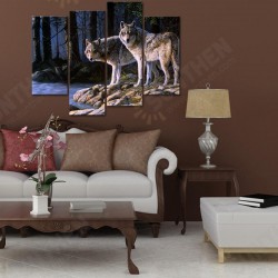 Hand Painted Four Combination Decorative Paintings Two W-olves Wall Art For Home Decoration Hand Painted Four Combination Decorative Paintings Two W-olves Wall Art For Home Decoration