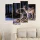 Hand Painted Four Combination Decorative Paintings Two W-olves Wall Art For Home Decoration