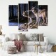 Hand Painted Four Combination Decorative Paintings Two W-olves Wall Art For Home Decoration