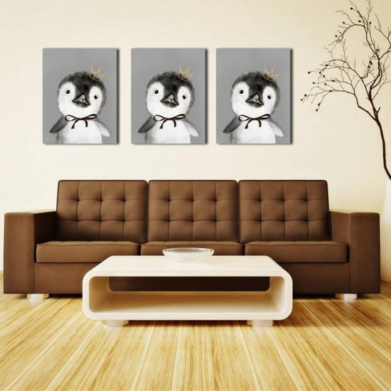 Hand Painted Oil Paintings Cartoon Penguin Paintings Wall Art For Home Decoration