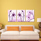 Hand Painted Three Combination Decorative Paintings Botanic Purple Flowers Wall Art For Home Decoration