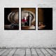 Hand Painted Three Combination Decorative Paintings Red W-ine Wall Art For Home Decoration