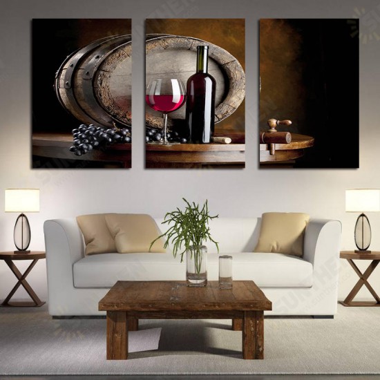 Hand Painted Three Combination Decorative Paintings Red W-ine Wall Art For Home Decoration