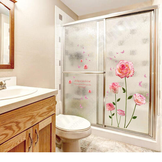 SK9337 Pink Rose Bedroom And Living Room Wall Sticker Decorative Stickers DIY Stickers Cabinet Sticker