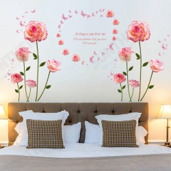 SK9337 Pink Rose Bedroom And Living Room Wall Sticker Decorative Stickers DIY Stickers Cabinet Sticker SK9337 Pink Rose Bedroom And Living Room Wall Sticker Decorative Stickers DIY Stickers Cabinet Sticker