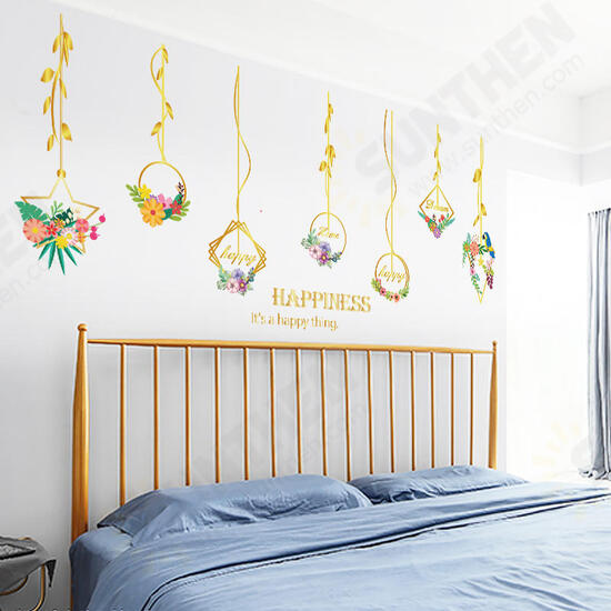 SK9351 Metal Flower Hanging Basket Living Room Bedroom Background Decorative Wall Sticker