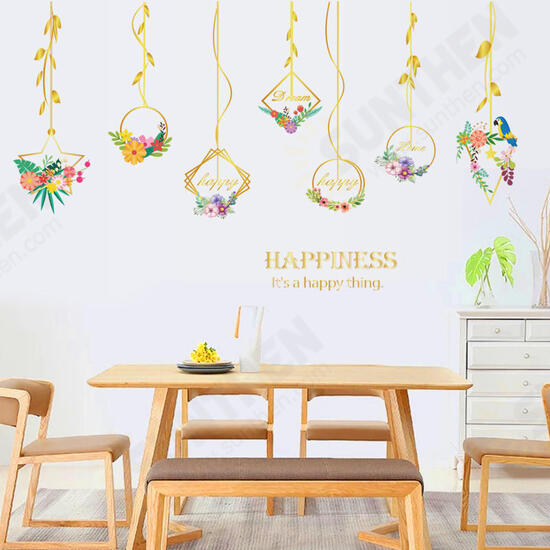 SK9351 Metal Flower Hanging Basket Living Room Bedroom Background Decorative Wall Sticker