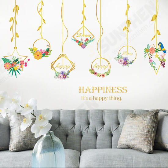 SK9351 Metal Flower Hanging Basket Living Room Bedroom Background Decorative Wall Sticker