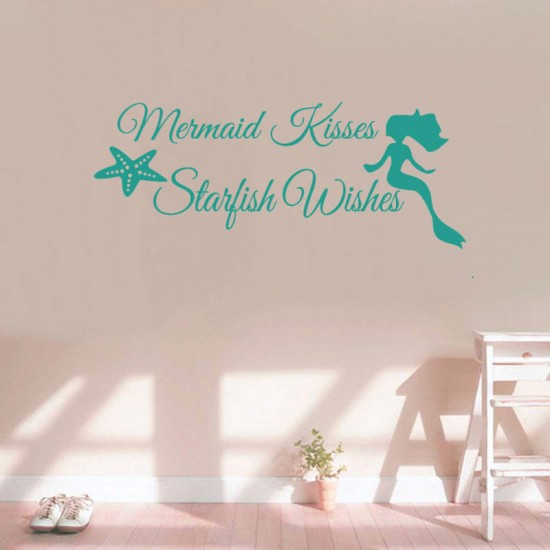 New Letters Style Wall Stickers Paper Creative Art Mermaid Shaped DIY Decorations Removable Wall Decals
