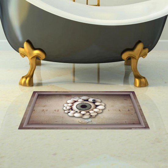PAG 3D Bathroom Anti Slip Eyeball Pattern Floor Sticker Waterproof Washable Shower Room Decor