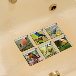 PAG 6pcs 13x13cm Bird Pattern 3D Anti Slip Waterproof Bathtub Sticker PAG 6pcs 13x13cm Bird Pattern 3D Anti Slip Waterproof Bathtub Sticker