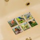 PAG 6pcs 13x13cm Bird Pattern 3D Anti Slip Waterproof Bathtub Sticker