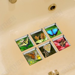 PAG 6pcs 13x13cm Butterfly Pattern 3D Anti Slip Waterproof Bathtub Sticker PAG 6pcs 13x13cm Butterfly Pattern 3D Anti Slip Waterproof Bathtub Sticker