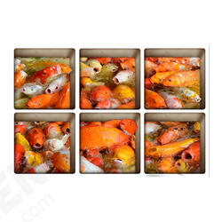 PAG 6pcs 13x13cm Golden Fish Pattern 3D Anti Slip Waterproof Bathtub Sticker PAG 6pcs 13x13cm Golden Fish Pattern 3D Anti Slip Waterproof Bathtub Sticker