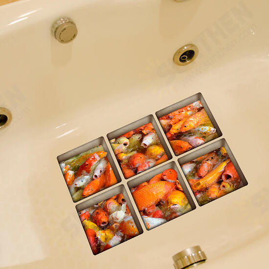PAG 6pcs 13x13cm Golden Fish Pattern 3D Anti Slip Waterproof Bathtub Sticker PAG 6pcs 13x13cm Golden Fish Pattern 3D Anti Slip Waterproof Bathtub Sticker