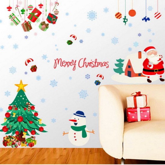 Removable Christmas Santa Snowman Wall Stickers Window Decal Home Decor