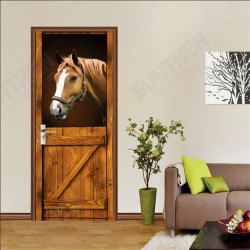 Self Adhesive Mural Decals 3D Horse Door Wall Sticker Wrap Home Decor 77x200cm Self Adhesive Mural Decals 3D Horse Door Wall Sticker Wrap Home Decor 77x200cm