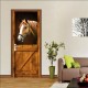 Self Adhesive Mural Decals 3D Horse Door Wall Sticker Wrap Home Decor 77x200cm