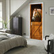 Self Adhesive Mural Decals 3D Horse Door Wall Sticker Wrap Home Decor 77x200cm