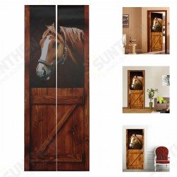 Self Adhesive Mural Decals 3D Horse Door Wall Sticker Wrap Home Decor 77x200cm Self Adhesive Mural Decals 3D Horse Door Wall Sticker Wrap Home Decor 77x200cm