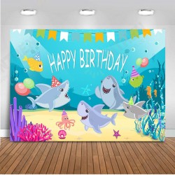 Shark Photography Backdrop Baby Shower Party Birthday Ocean Sea Background Party Decorations