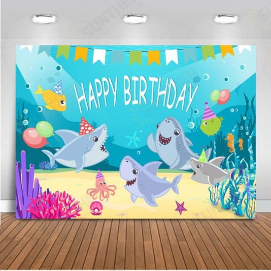 Shark Photography Backdrop Baby Shower Party Birthday Ocean Sea Background Party Decorations