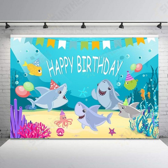 Shark Photography Backdrop Baby Shower Party Birthday Ocean Sea Background Party Decorations