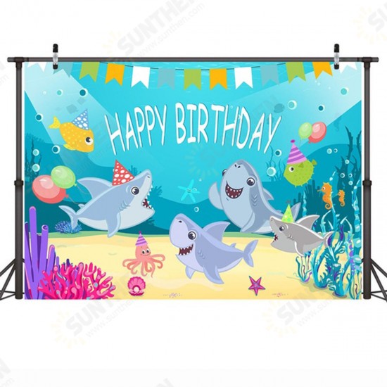 Shark Photography Backdrop Baby Shower Party Birthday Ocean Sea Background Party Decorations