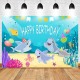 Shark Photography Backdrop Baby Shower Party Birthday Ocean Sea Background Party Decorations