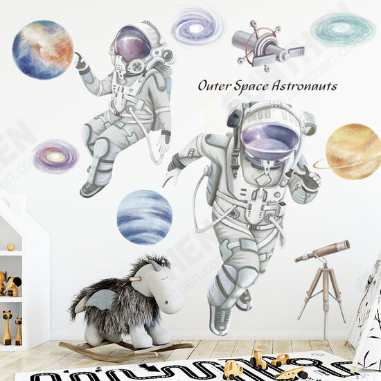 Space Theme Astronaut Wall Sticker Dormitory Living Room Wall Decor Self-Adhesive Bedroom 3D Kids Room Decoration