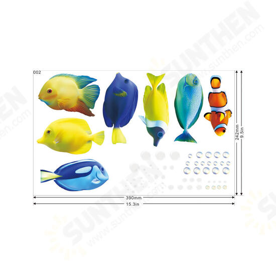 Tropical Cartoon Fish Sea Bubble Ocean World Removable Wall Bathroom Sticker Glass Pastes Decor