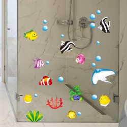 Tropical Cartoon Fish Sea Bubble Ocean World Removable Wall Bathroom Sticker Glass Pastes Decor Tropical Cartoon Fish Sea Bubble Ocean World Removable Wall Bathroom Sticker Glass Pastes Decor