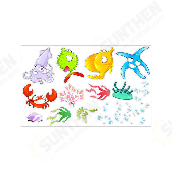 Tropical Cartoon Fish Sea Bubble Ocean World Removable Wall Bathroom Sticker Glass Pastes Decor