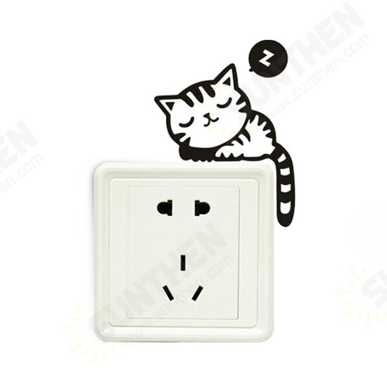 Vinyl Removable Funny Cat Switch Stickers Black Art Decal Home Decor