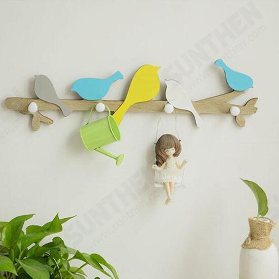 1PC European Retro Style Hanger Organizer DIY Simple Green Bird Wooden Tool Hook