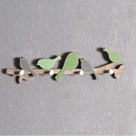 1PC European Retro Style Hanger Organizer DIY Simple Green Bird Wooden Tool Hook