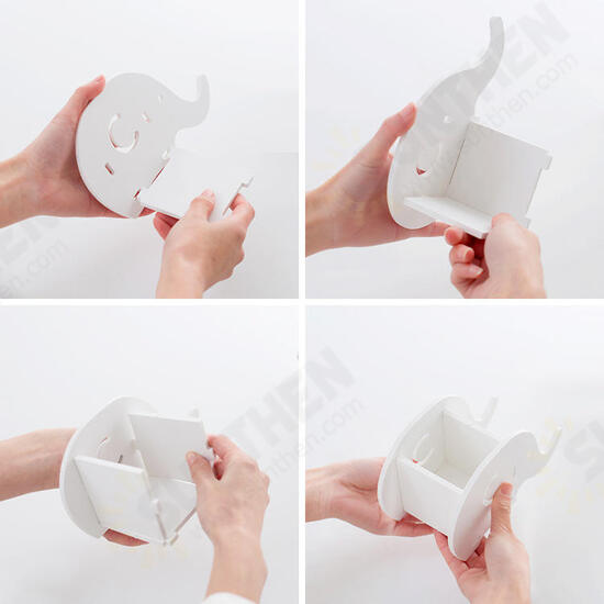 DIY Portable Removable Cartoon Phone Holder Elephant Desktop Flat Stand Stationery Storage Boxes