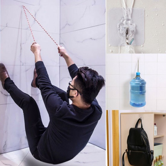 HN-31 6PCs Strong Transparent Sticky Wall Hooks Hanger for Kitchen Bathroom Holder