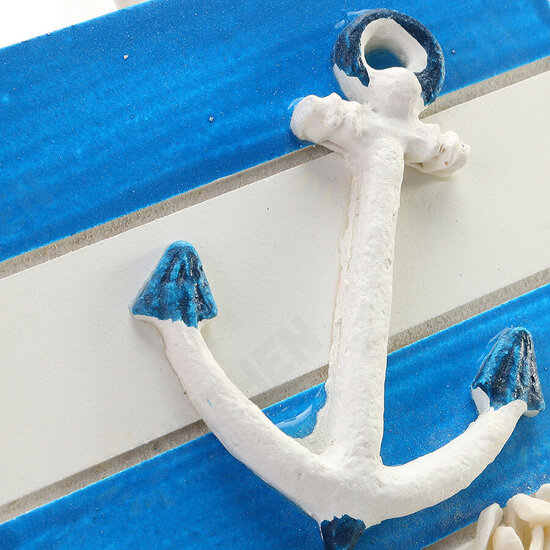 KC-WH04 Nautical Wood Hook Wall Mount Mediterranean Bedroom Bathroom Hat Key Door Hanger