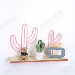 Mount Hanging Storage Shelf Rack Iron Cactus House Wood Board Wall Shelf Room Decor Mount Hanging Storage Shelf Rack Iron Cactus House Wood Board Wall Shelf Room Decor