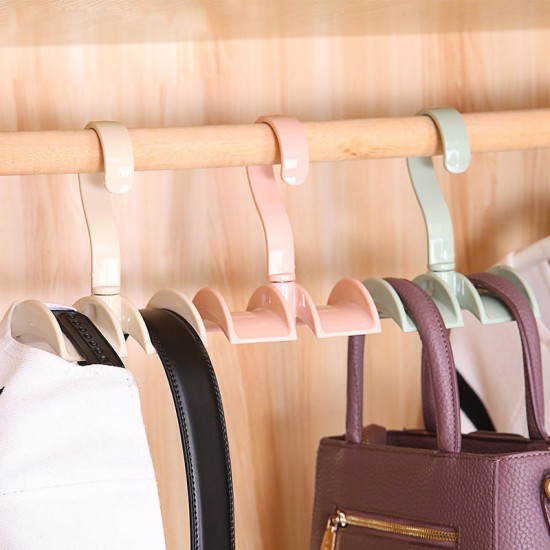 Rotated Storage Rack Bag Hanger Plastic Clothes Rack Creative Tie Closet Hanger Wardrobe Organizer