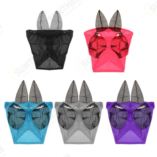 1 Pcs Anti-Fly Mesh Equine Mask Eyes Ears Protection Prevent Insect Bites UV-proof for Horse