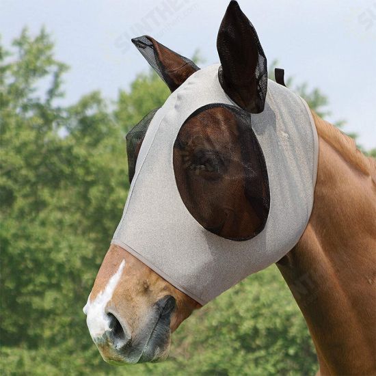 1 Pcs Anti-Fly Mesh Equine Mask Eyes Ears Protection Prevent Insect Bites UV-proof for Horse