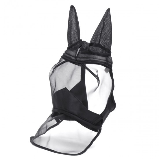 Deluxe Horse Fly Mask with Ears Mesh Anti-mosquito Zipper Style Pony/Cob/Full Horse Spurs
