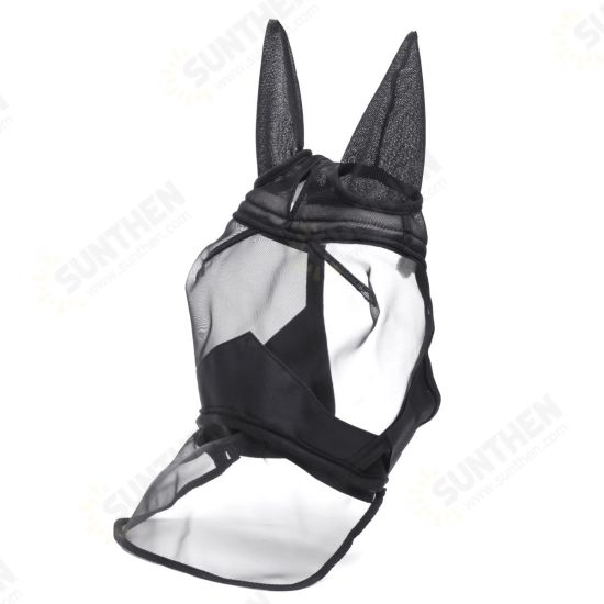 Deluxe Horse Fly Mask with Ears Mesh Anti-mosquito Zipper Style Pony/Cob/Full Horse Spurs