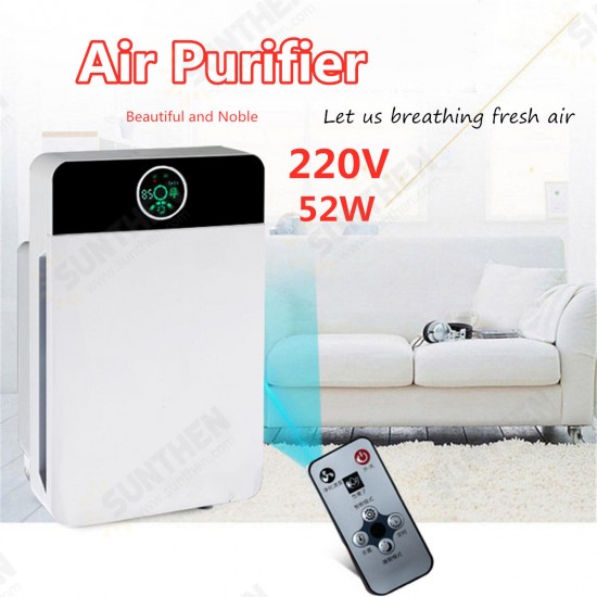 220V Air Purifier Ozone Anion Allergens Dust Cleaner Composite Filter W/ Remote Control