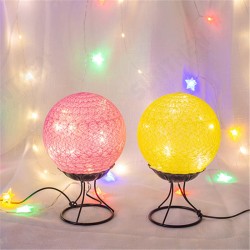 LED Linen Rattan Ball Desk Lamp USB Creative Romantic Night Light with Switch Button LED Linen Rattan Ball Desk Lamp USB Creative Romantic Night Light with Switch Button