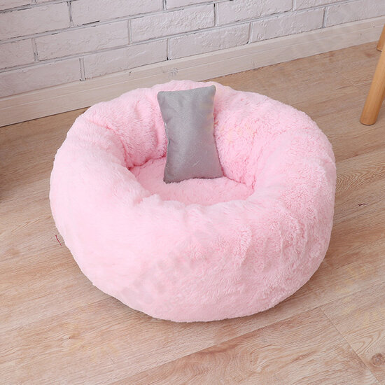 S/M/L Donut Plush Small Dog Cat Beds Warm Soft Pet House Nest With Pillow Cave Pet Bed