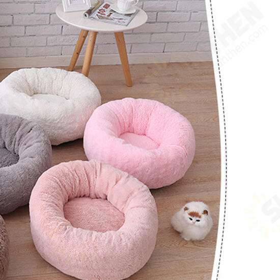 S/M/L Donut Plush Small Dog Cat Beds Warm Soft Pet House Nest With Pillow Cave Pet Bed