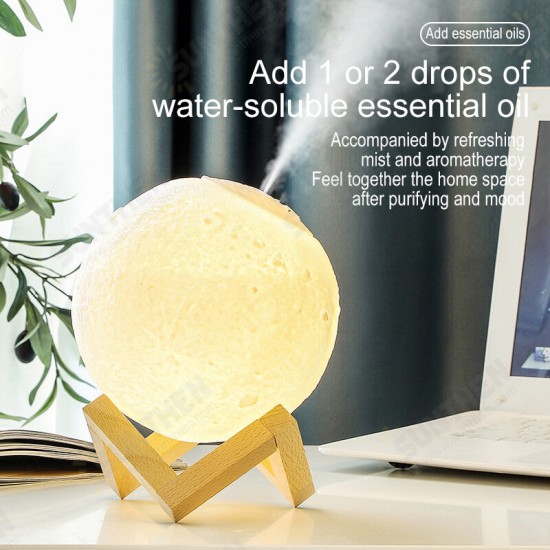 1500ml Air Humidifier 3D Moon Lamp Aroma Essential Oil Diffuser 1200mAh Battery Air Purifier Mist Maker for Office Home